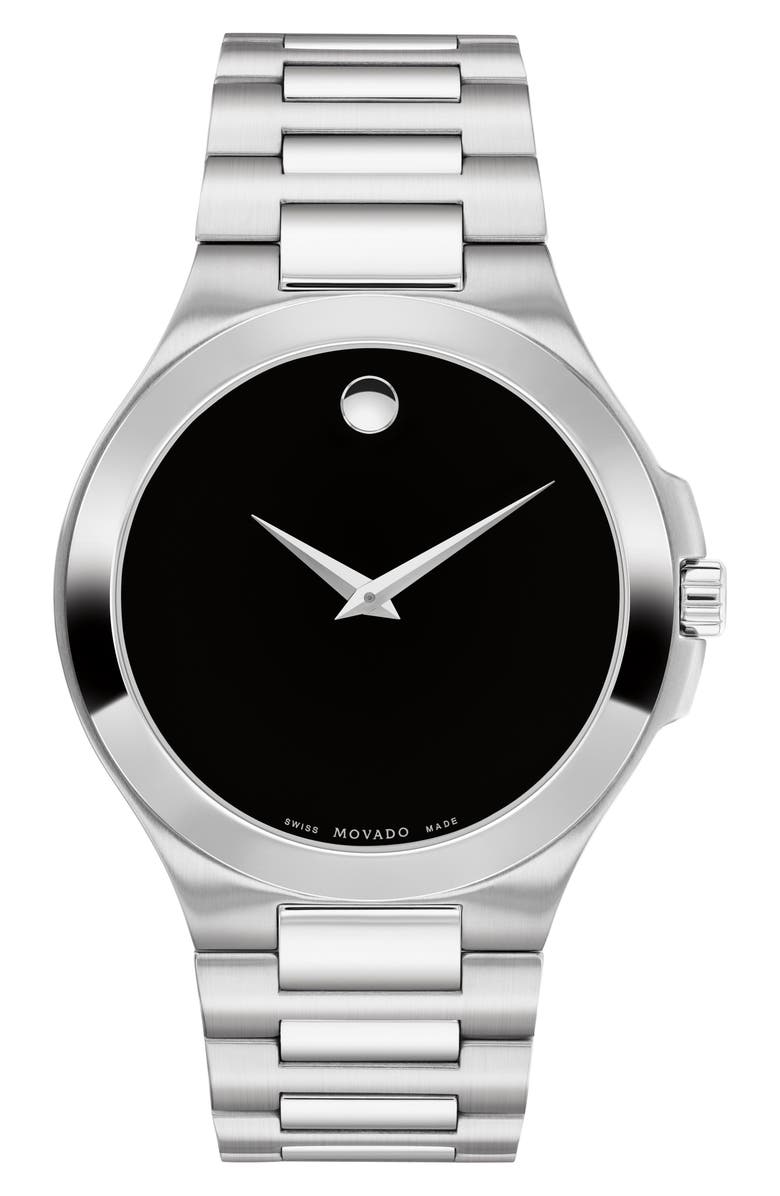 Movado Portofolio Museum Dot Bracelet Watch, 40mm, Alternate, color, Black