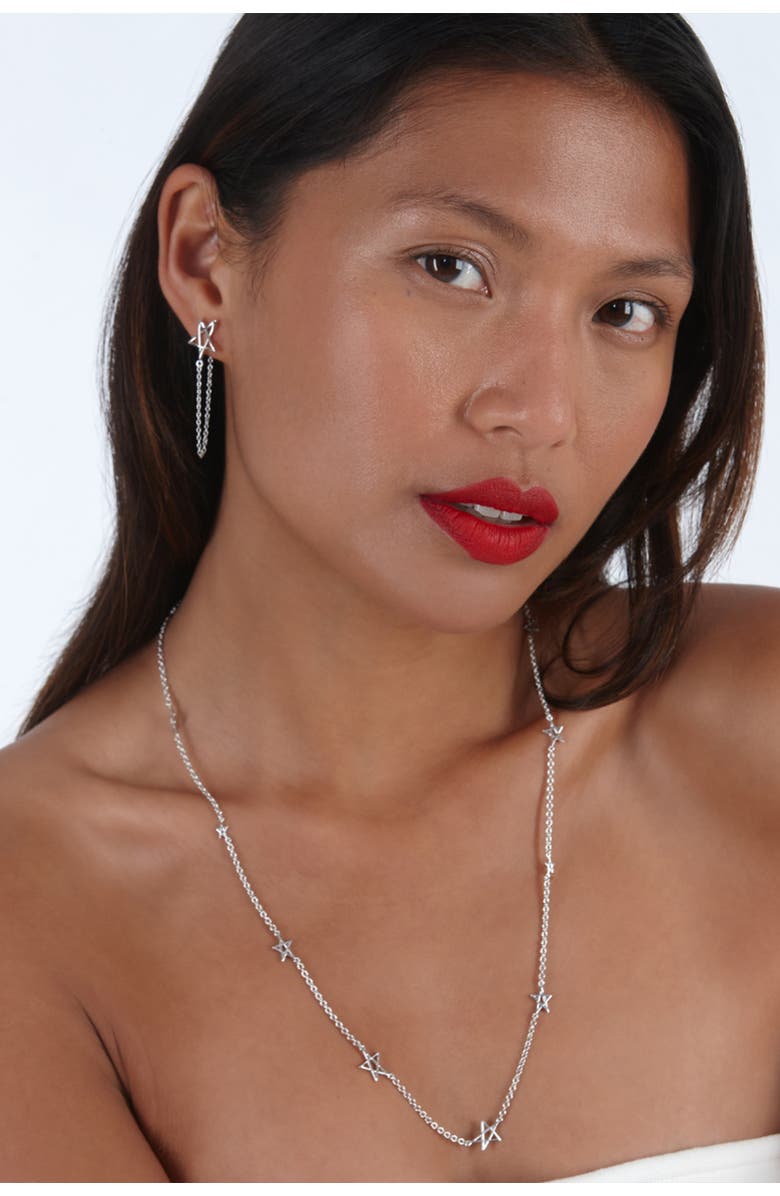 Lucy Quartermaine Sol Star Loop Earrings, Alternate, color, Sterling Silver