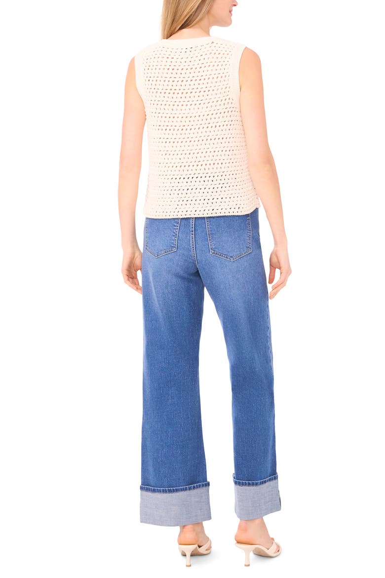 Open Stitch Cotton Blend Sweater Tank, Alternate, color, EGGNOG