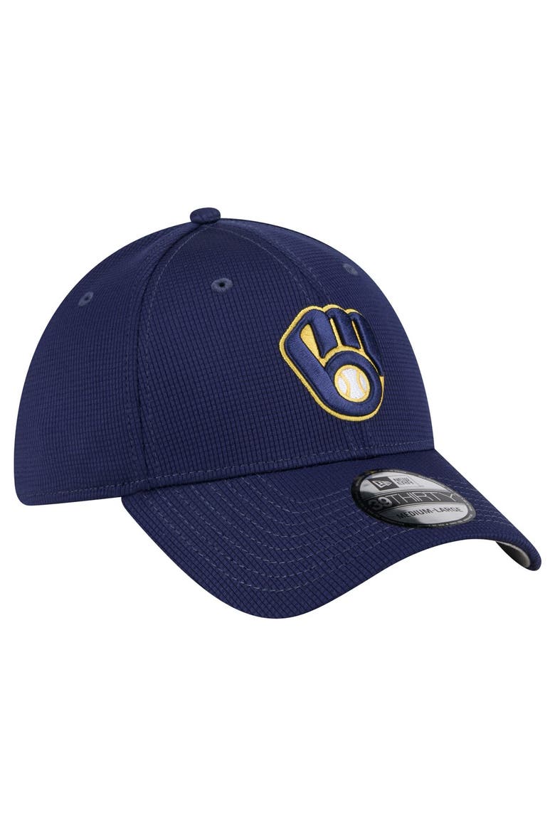 Men's New Era Navy Milwaukee Brewers Active Pivot 39THIRTY Flex Hat, Alternate, color, Navy