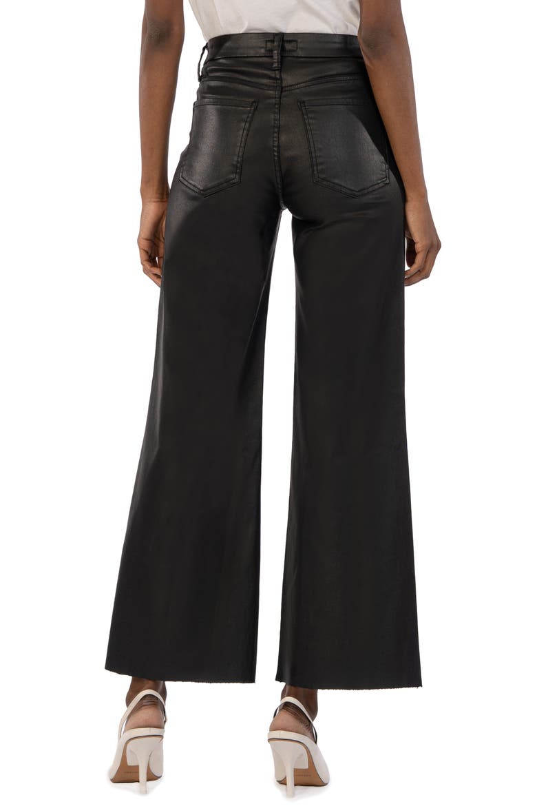 Meg Coated Fab Ab High Waist Raw Hem Ankle Wide Leg Jeans, Alternate, color, BLACK