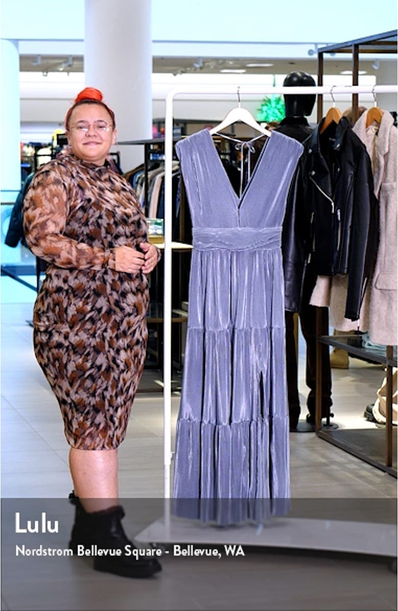 Micropleat Sleeveless Tiered Midi Dress, sales video thumbnail