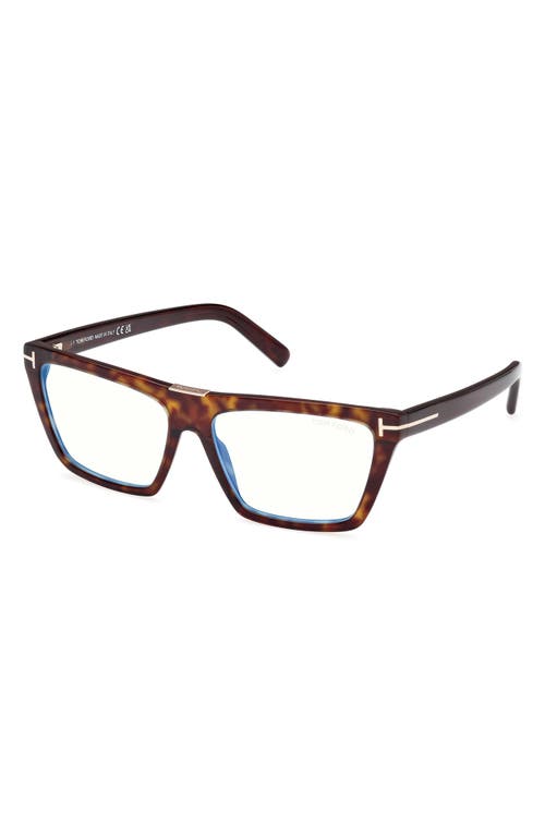 Tom Ford Rectangle Frame Glasses Glasses In Havana Eco/t Logo