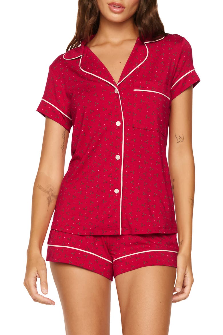 Gisele Printed Short Pajamas, Main, color, HOLLYBERRY HOLLY RED
