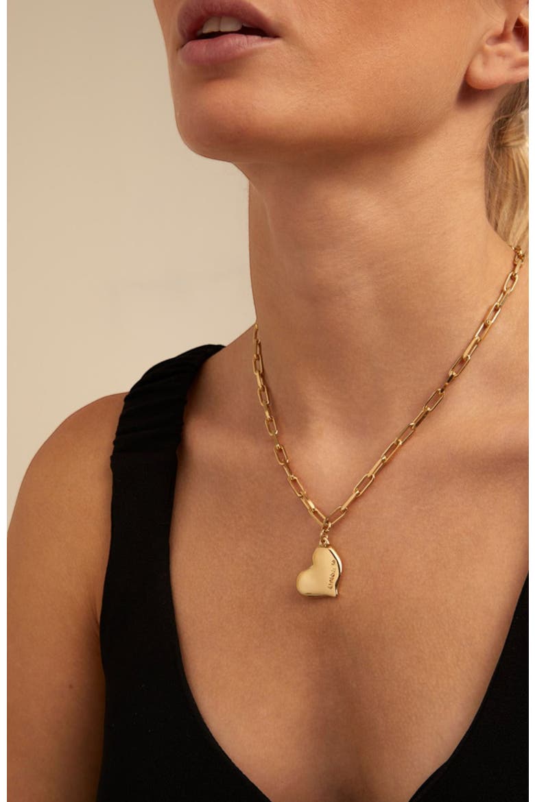 Medium Heart Link Necklace, Alternate, color, Gold