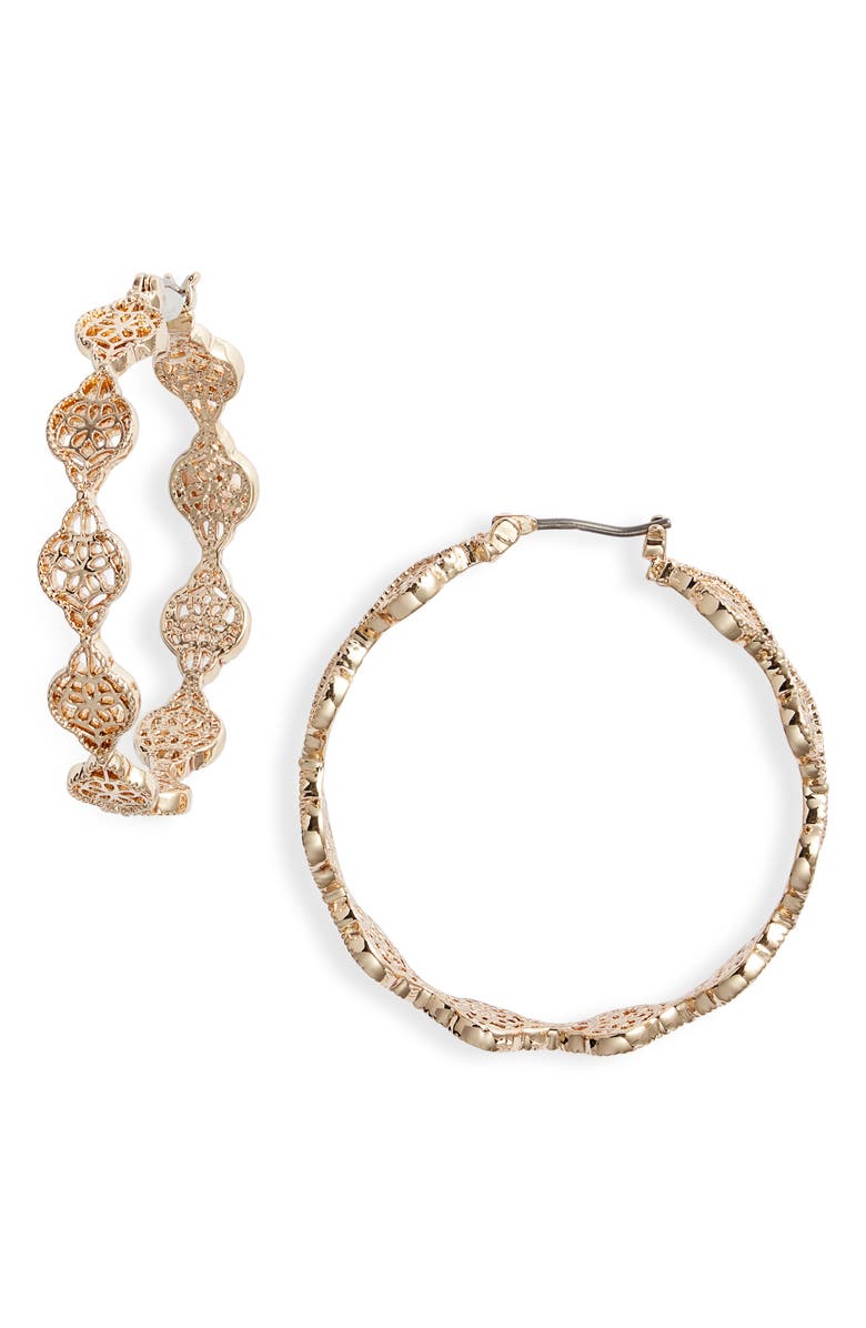 Marchesa Filigree Hoop Earrings, Main, color,