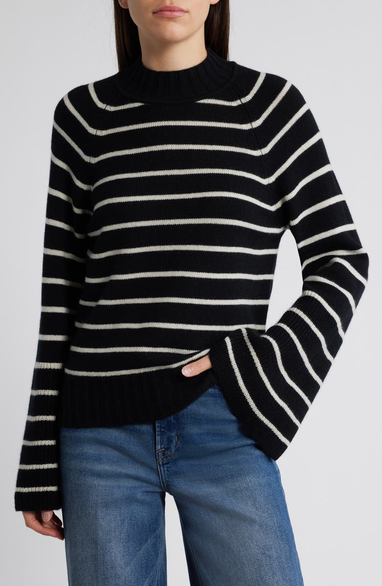 PAIGE Laurel Stripe Fluted Sleeve Sweater, Main, color, Black Multi