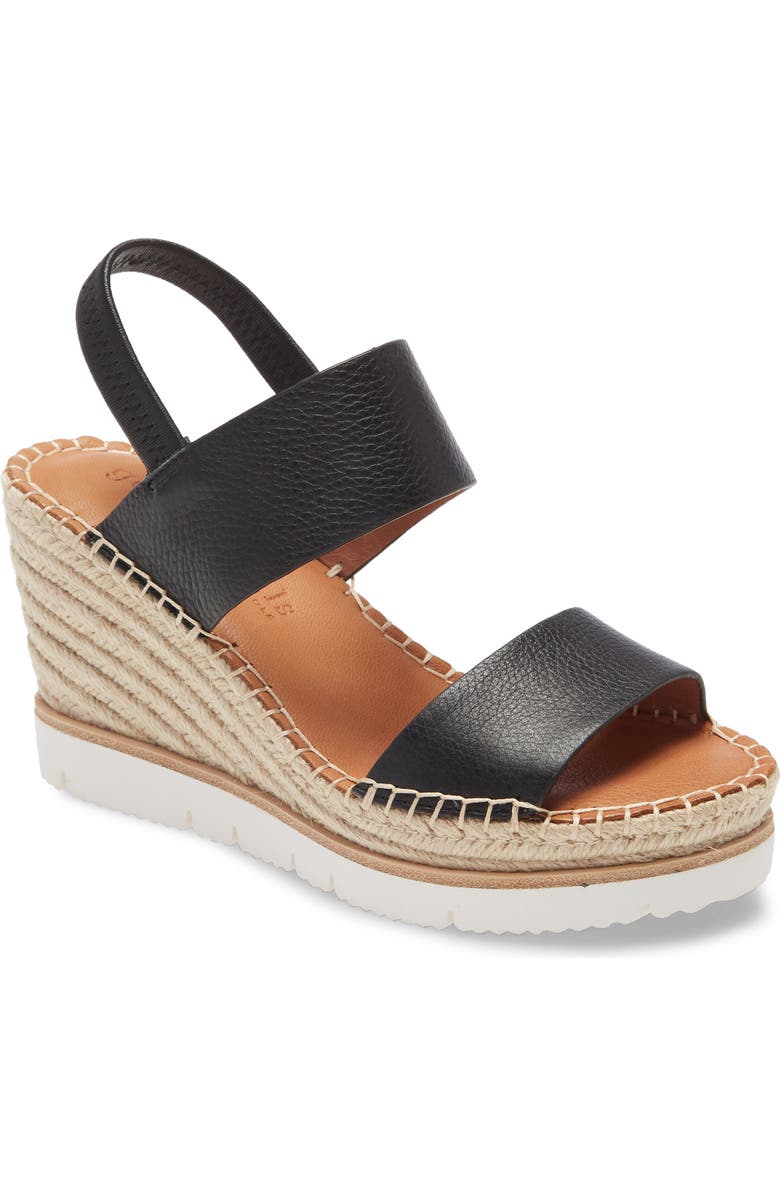 Gentle Souls by Kenneth Cole Elyssa Platform Wedge Sandal, Main, color, Black Leather