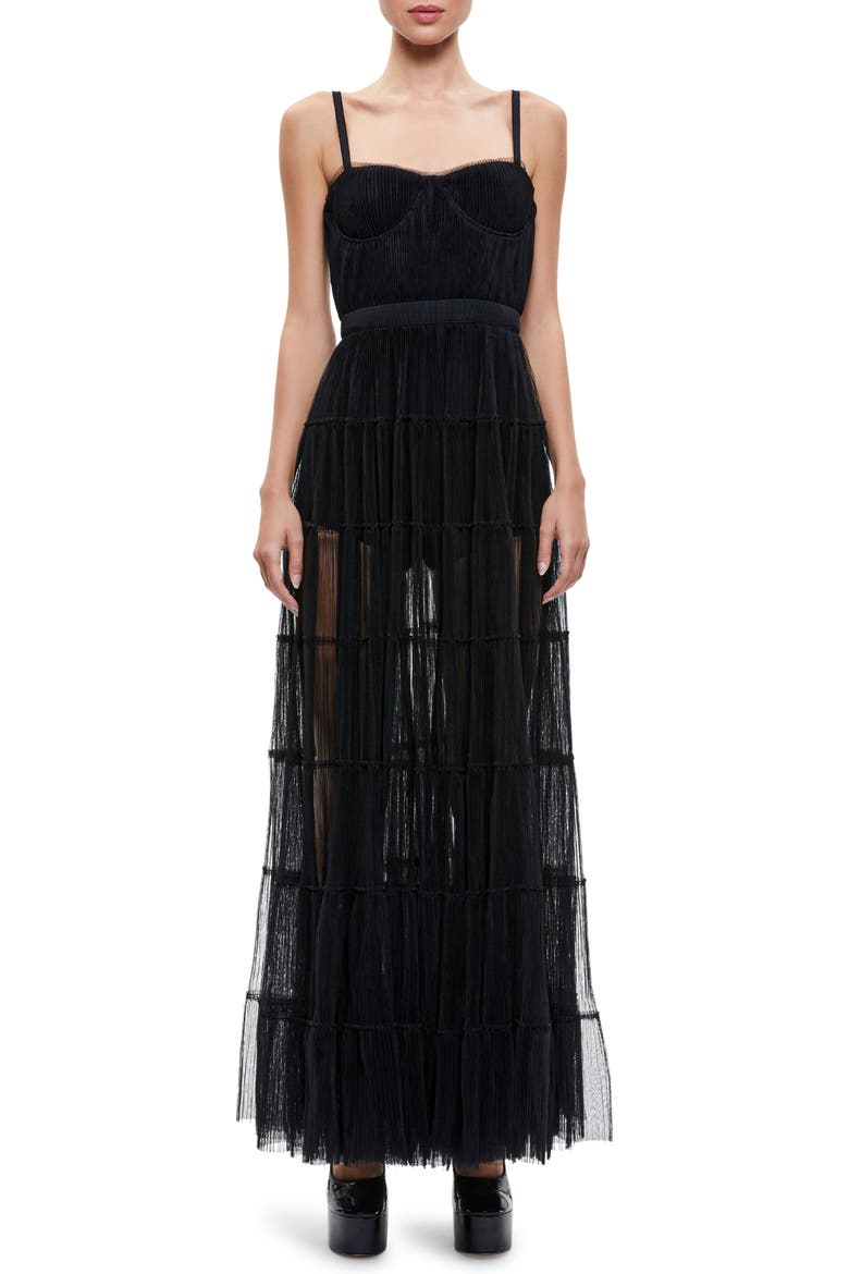 Deena Pleated Maxi Dress, Main, color, BLACK