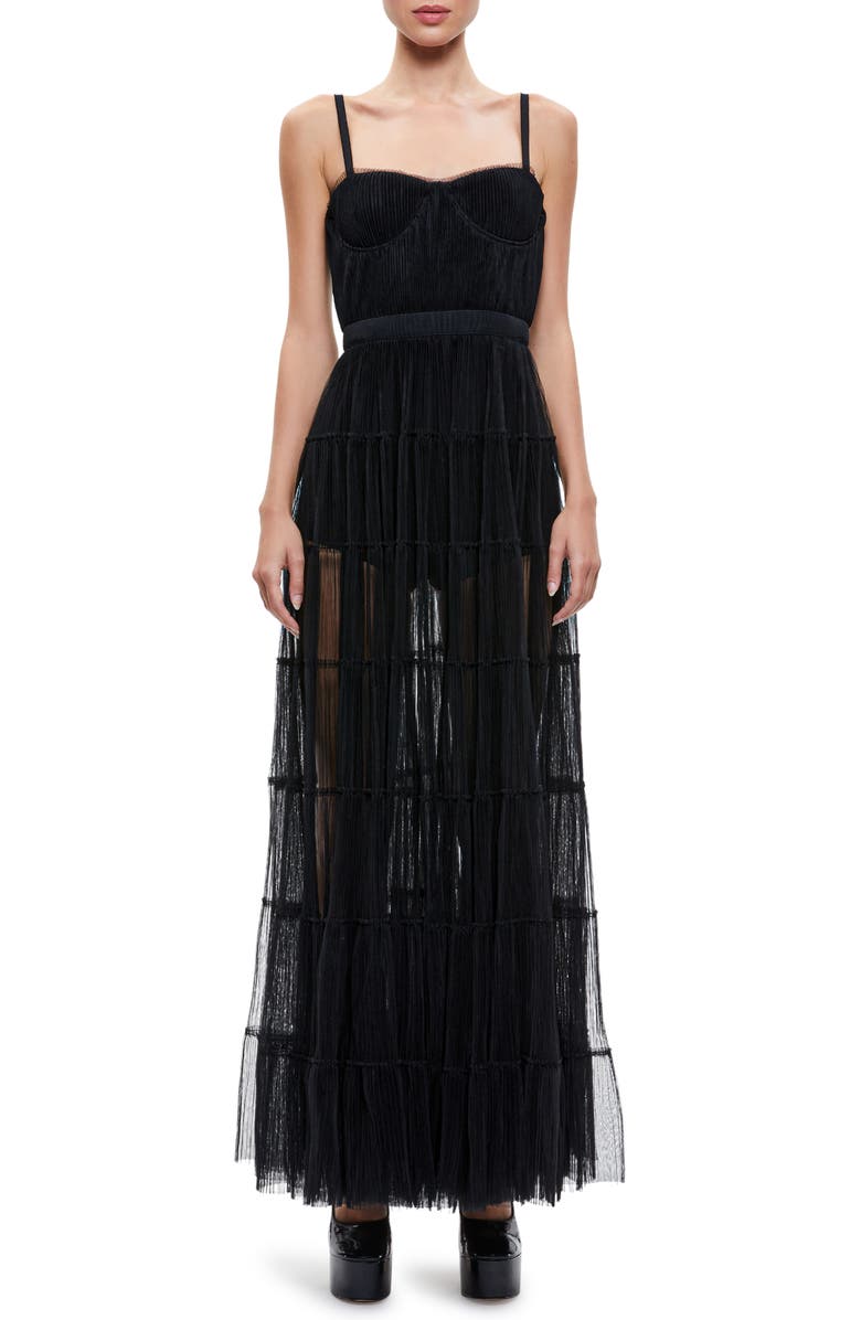 Alice + Olivia Deena Pleated Maxi Dress, Main, color,