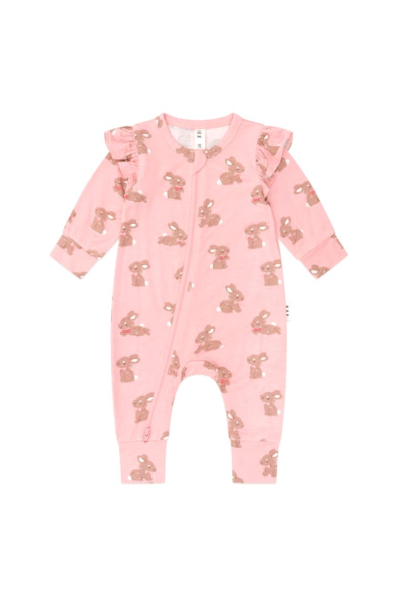Dusty Pink Bunny Zip Romper, Main, color, Dusty Pink