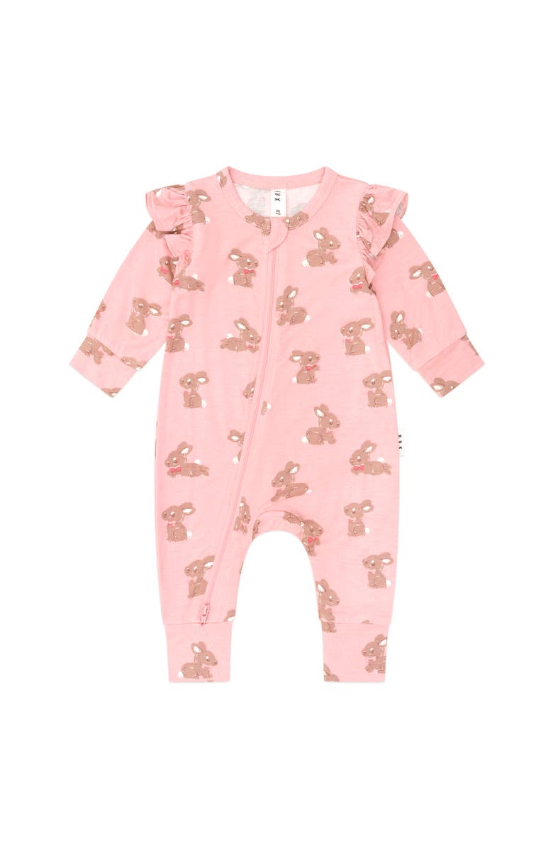 Huxbaby Dusty Pink Bunny Zip Romper, Main, color, Dusty Pink