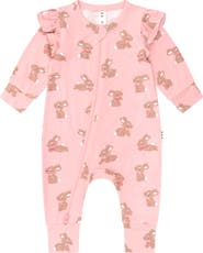 Huxbaby Dusty Pink Bunny Zip Romper