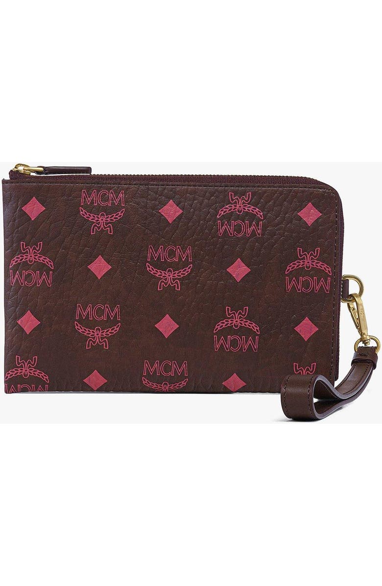 MCM Ottomar Travel Pouch in Visetos, Main, color, Cinnamon