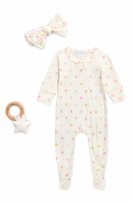 Toby Rainbow Stars Footie, Bow Headband & Teether Set