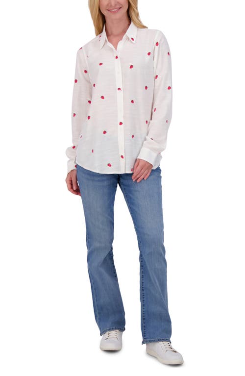 Lucky Brand Heart Print Button-up Shirt In Berry