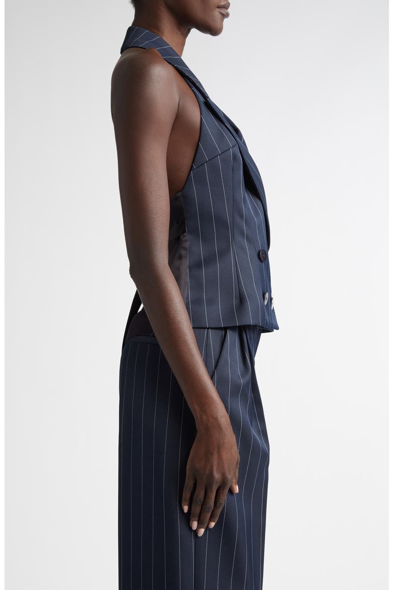 Pinstripe Tailored Halter Vest, Alternate, color, NAVY