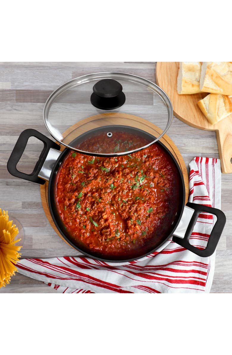 OSTER Connelly 4 Quart Textu Nonstick Aluminum Dutch Oven with Lid, Alternate, color, Black