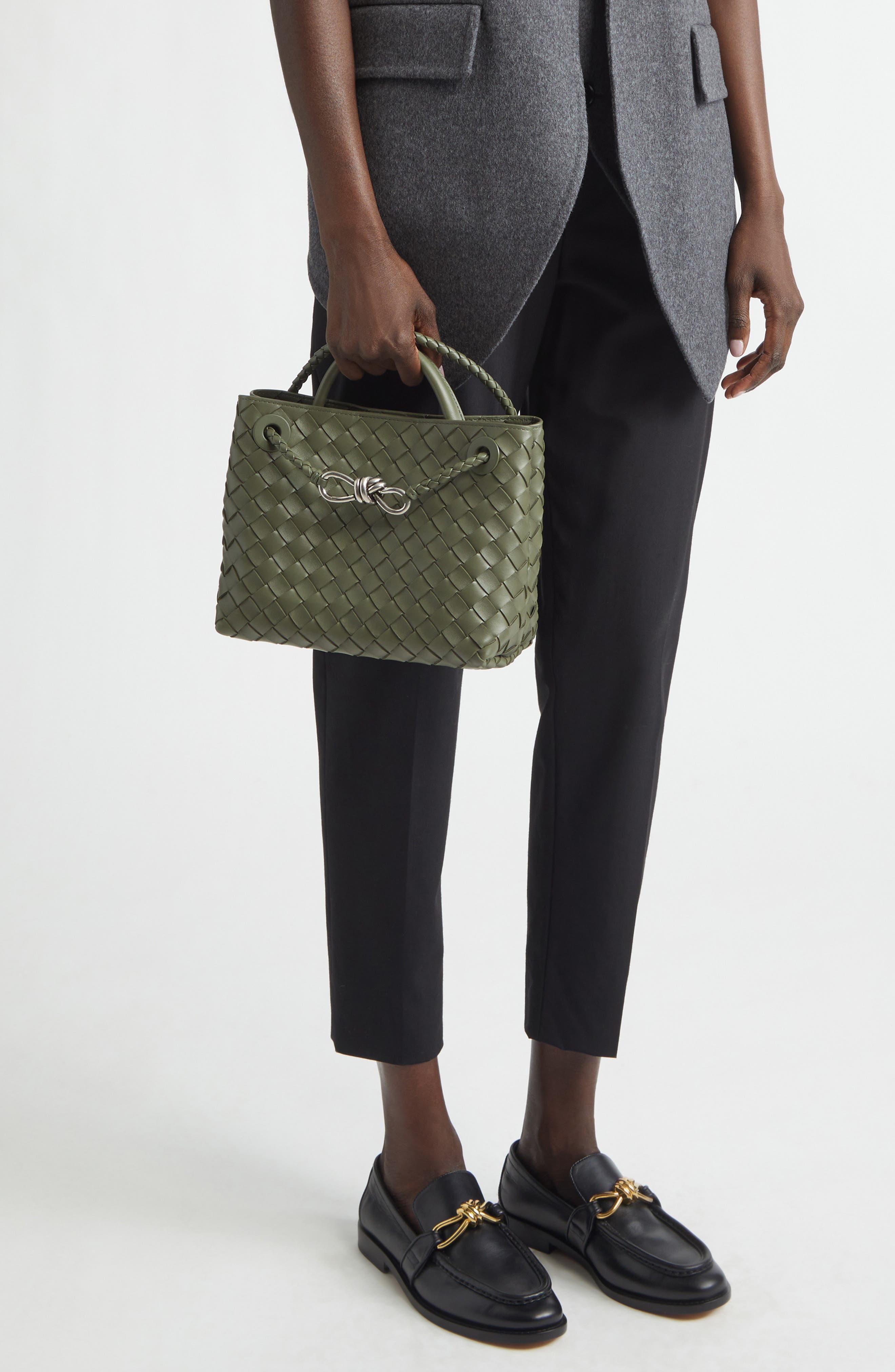 Bottega Veneta Small Andiamo Intrecciato Shoulder Bag, Alternate, color, 3297 Pickle-Vin Si