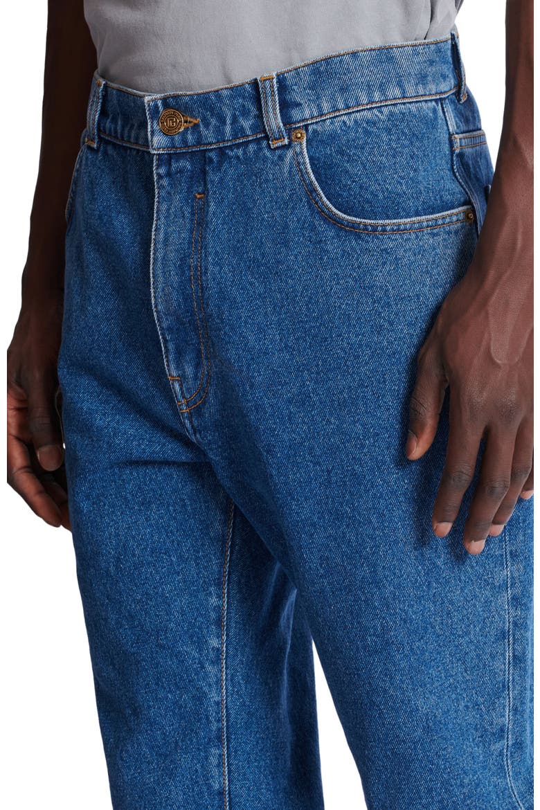 Blue denim straight-cut jeans, Alternate, color, blue