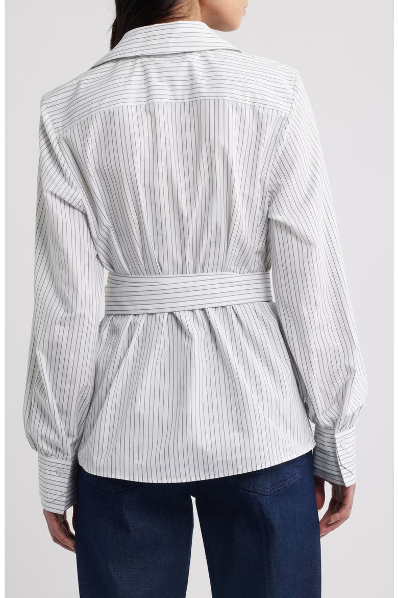 Bekania Stripe Cotton Wrap Top, Alternate, color, ARTIC ICE