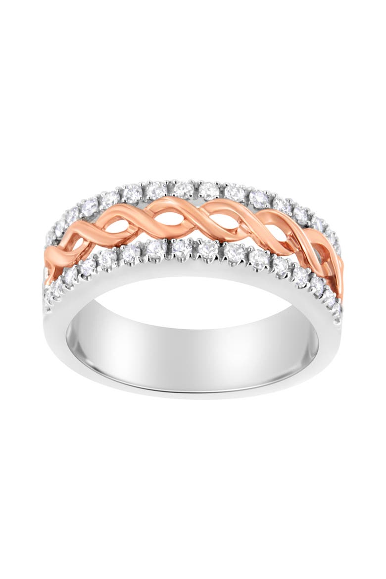 10K Gold 1/3Cttw Diamond Split Shank & Ribbon Band Ring, Main, color, White Gold