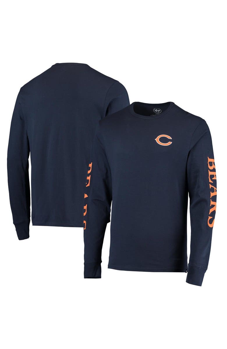 '47 Men's '47 Navy Chicago Bears Franklin Long Sleeve T-Shirt, Main, color, 