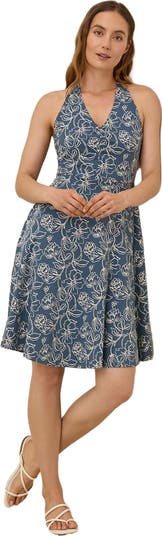Pact Organic Cotton Fit & Flare Gathered Halter Dress | Nordstrom