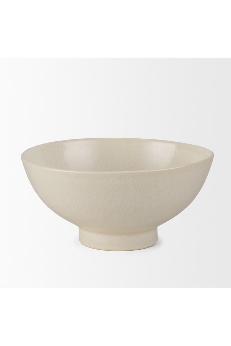 Tyren Glazed Decorative Oblong Ceramic Bowl, Alternate, color, Beige