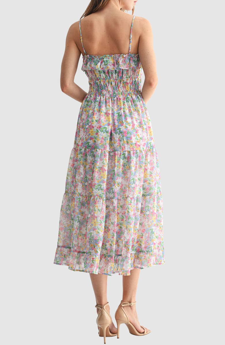 Lush Ruffle Tiered Midi Dress, Alternate, color, Multi Floral