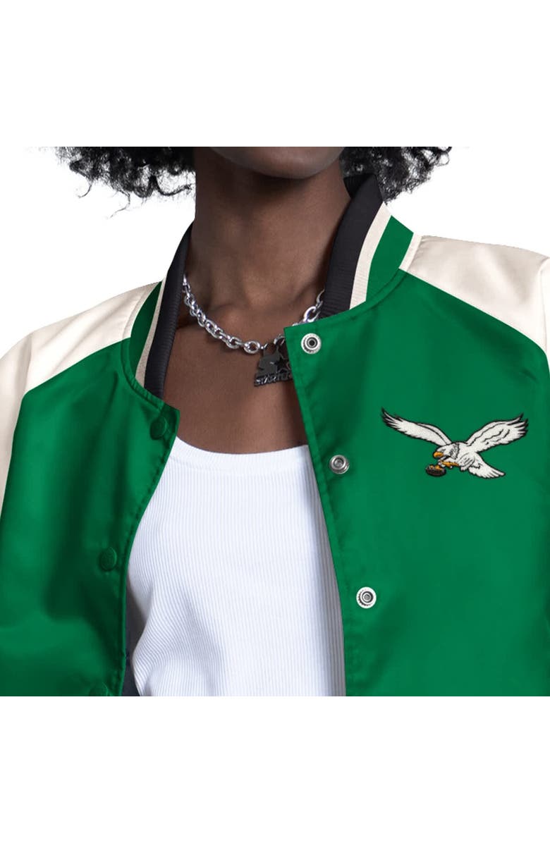 STARTER Women's Starter  Kelly Green/White Philadelphia Eagles Raglan Blitz Full-Snap Varsity Jacket, Alternate, color, Kelly Green