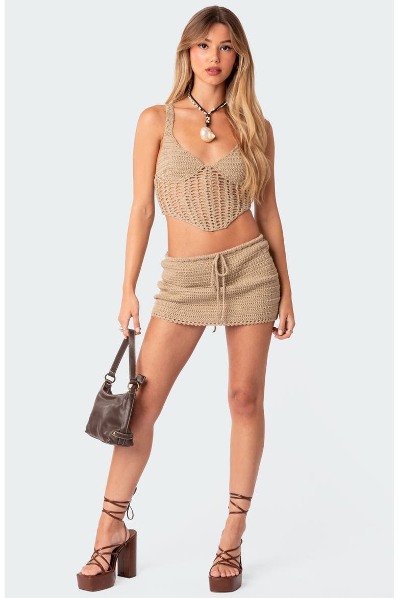 Baeside Crochet Miniskirt, Alternate, color, CAMEL