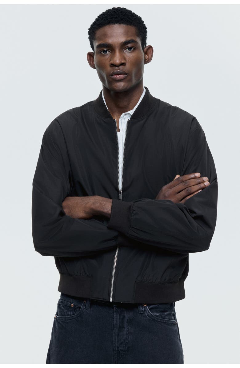 H&M Lightweight Bomber Jacket, Alternate, color, Black