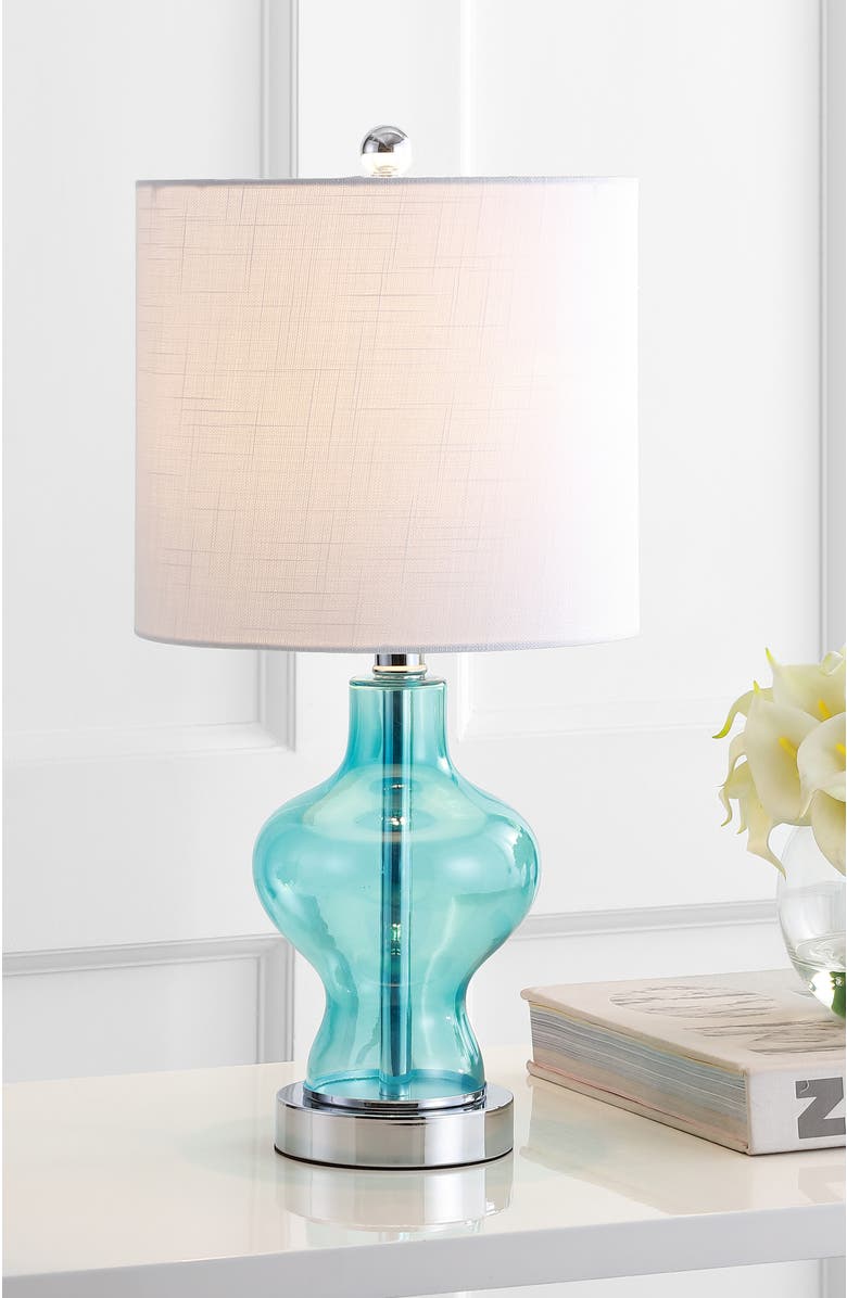 JONATHAN Y Mer Glass/Metal LED Table Lamp, Alternate, color, Aqua