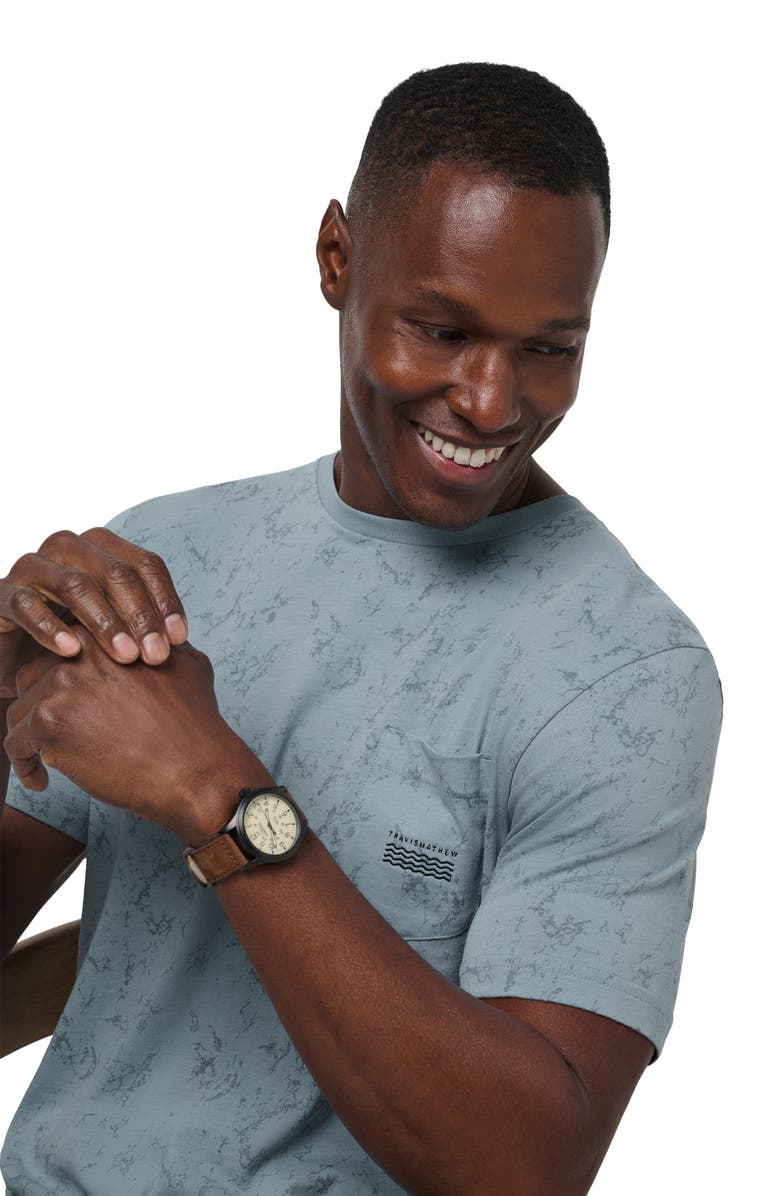 TravisMathew Warmer Tides Pocket T-Shirt, Alternate, color, Dusty Blue