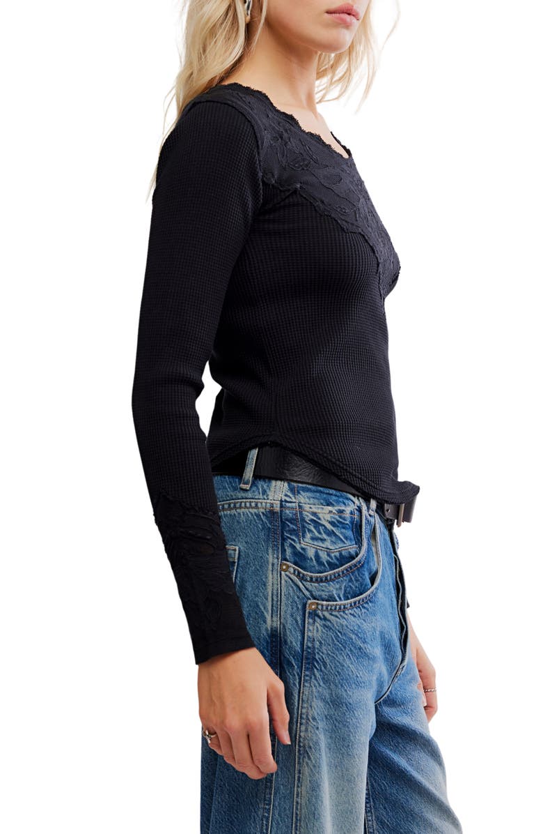 Free People Butterfly Thermal Top, Alternate, color, Black