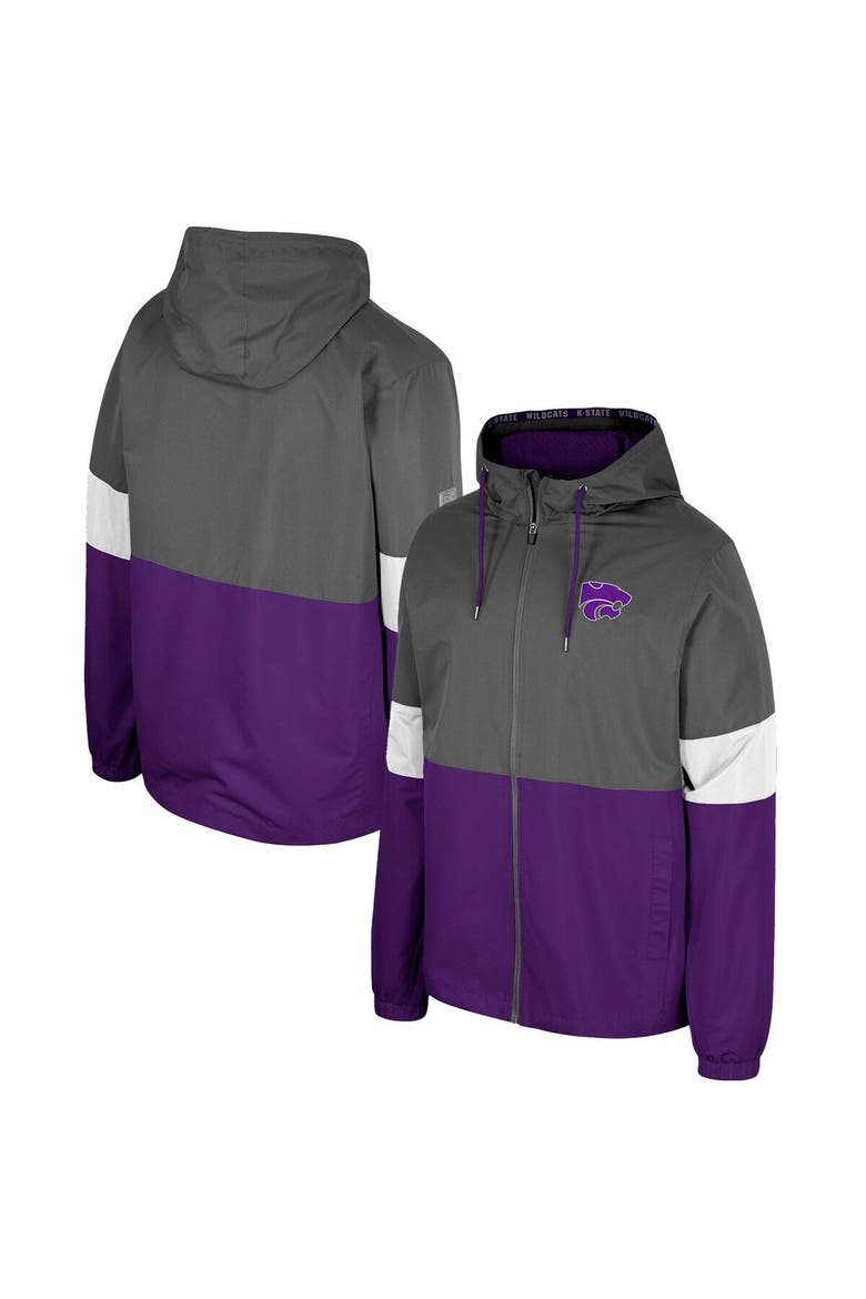 Men's Colosseum Charcoal Kansas State Wildcats Miles Full-Zip Jacket, Main, color, Charcoal