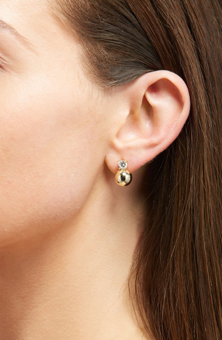 Shashi Gold Bliss Cubic Zirconia Earrings, Alternate, color, Gold