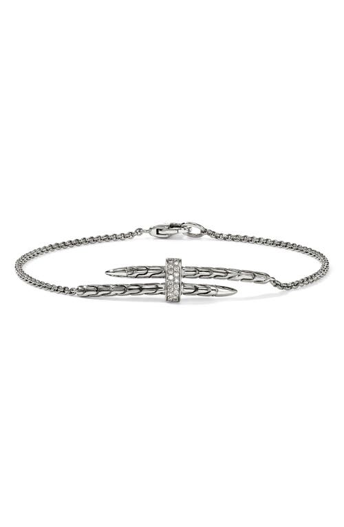 John Hardy Pavé Diamond Spear Station Bracelet In Silver