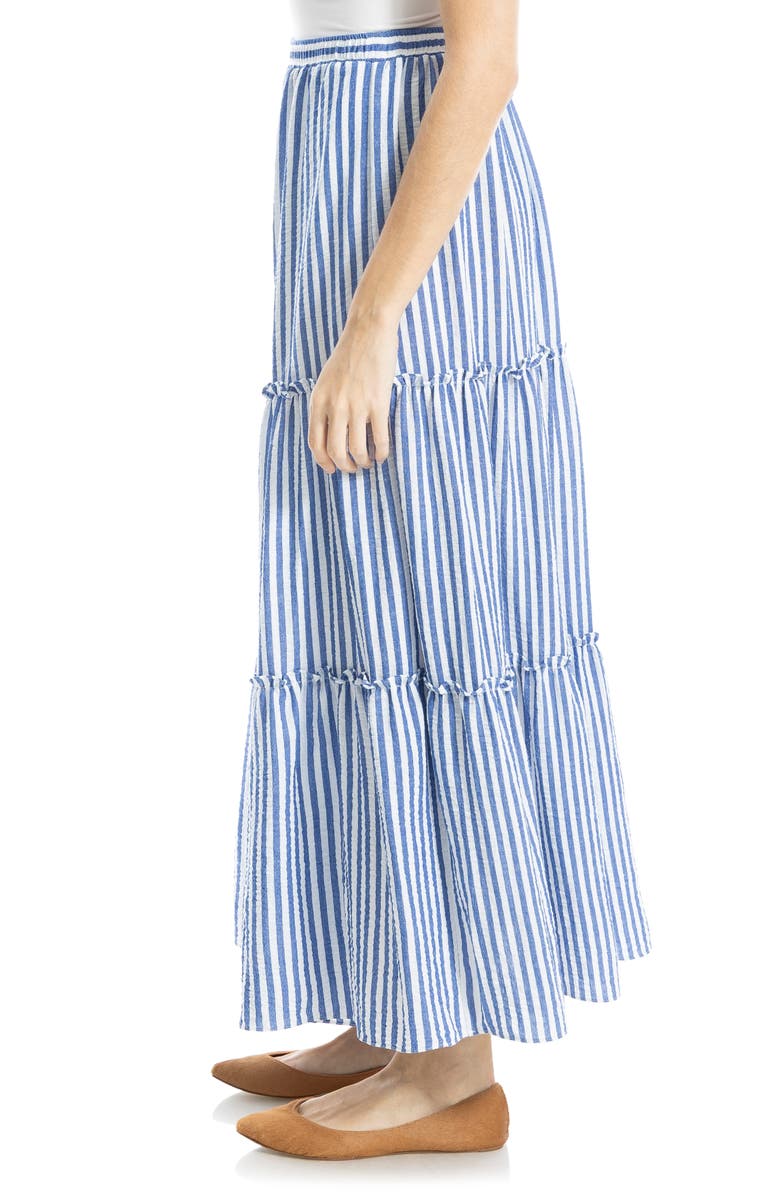 MAX STUDIO Stripe Tiered Maxi Skirt, Alternate, color, Blue/ White Stripe