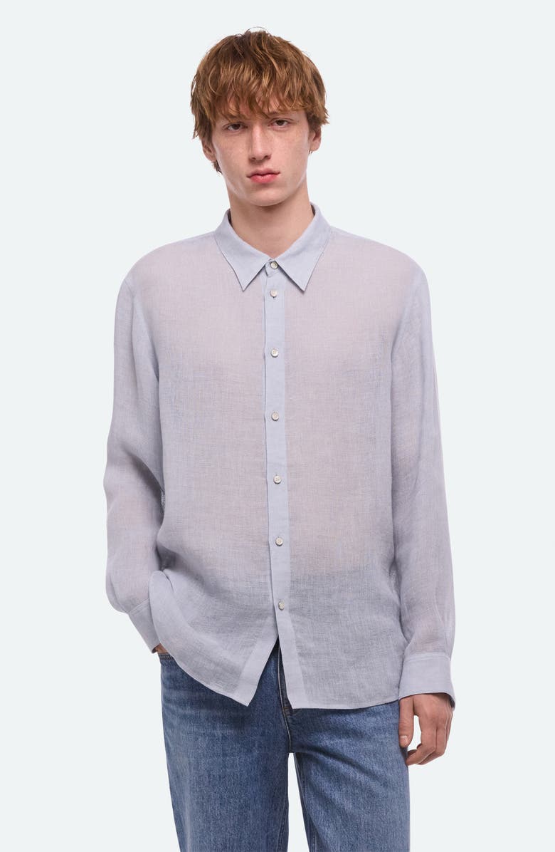Helmut Lang Relaxed Fit Linen Gauze Button-Up Shirt, Alternate, color, Pacific