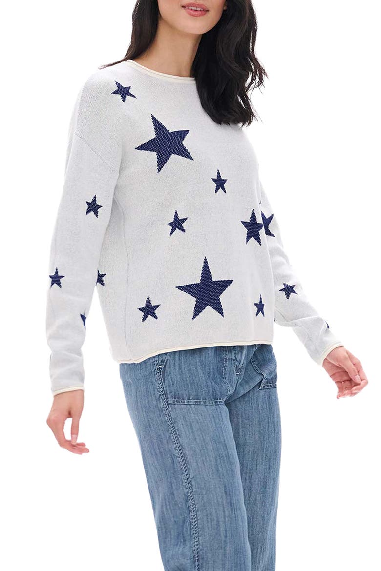 Star Rolled Edge Sweater, Alternate, color, SEA SALT