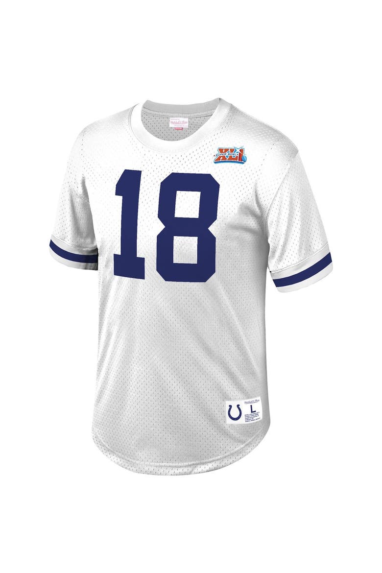 Men's Mitchell & Ness Peyton Manning White Indianapolis Colts Retired Player Name & Number Mesh Top, Alternate, color, White