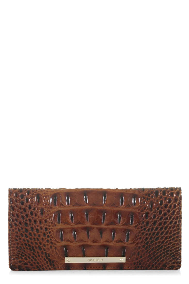 'Ady' Croc Embossed Continental Wallet, Main, color, PECAN