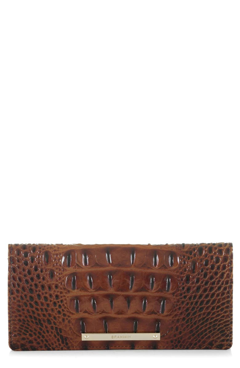 Brahmin 
Ady
 Croc Embossed Continental Wallet, Main, color, Pecan