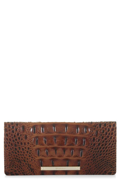 'Ady' Croc Embossed Continental Wallet