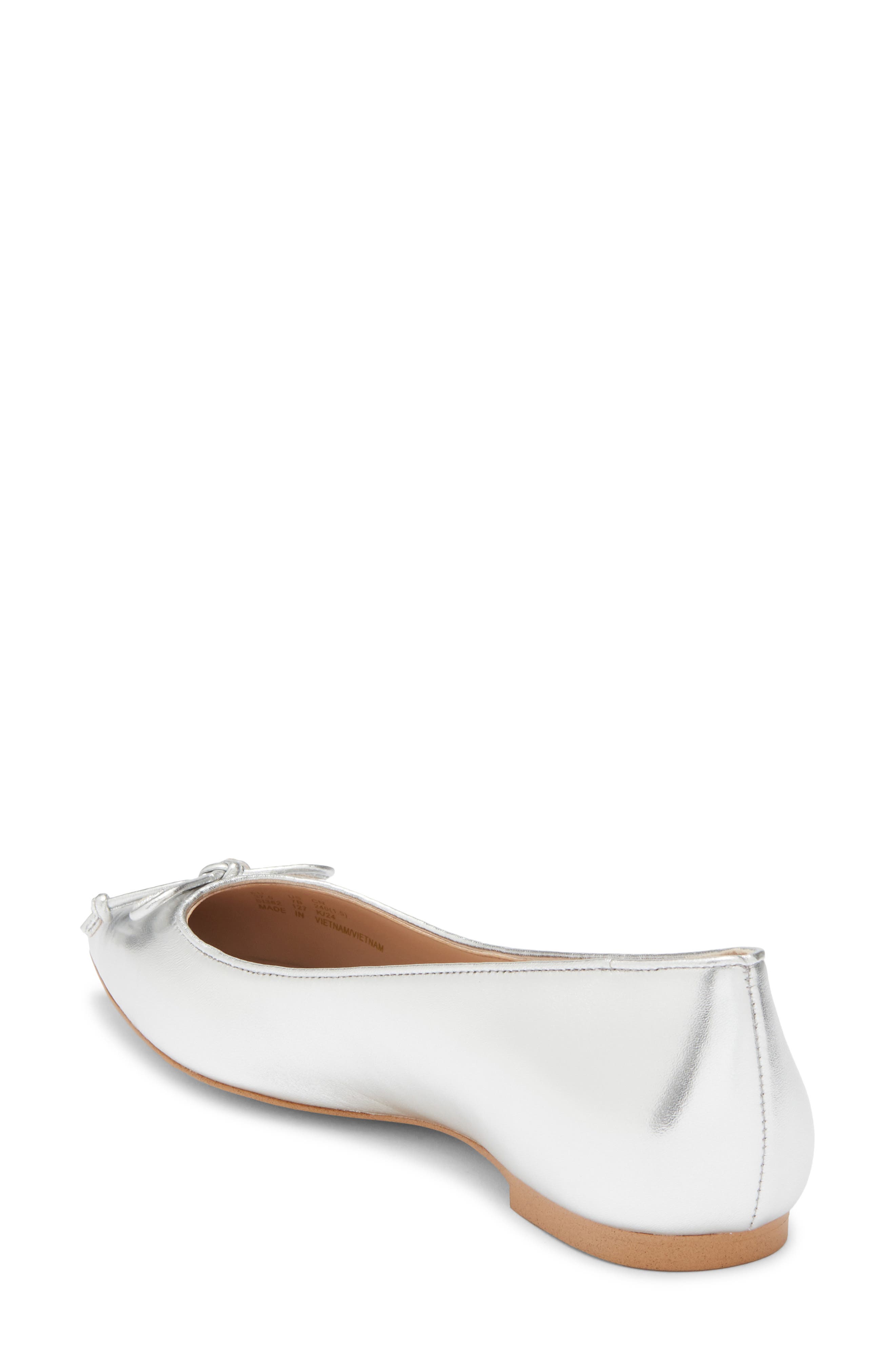 Stuart Weitzman Gabby Bow Flat, Alternate, color, Silver