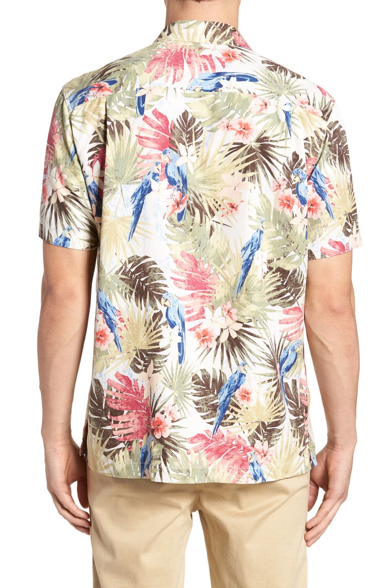 Marino Paradise Silk Camp Shirt, Alternate, color, COCONUT CREAM