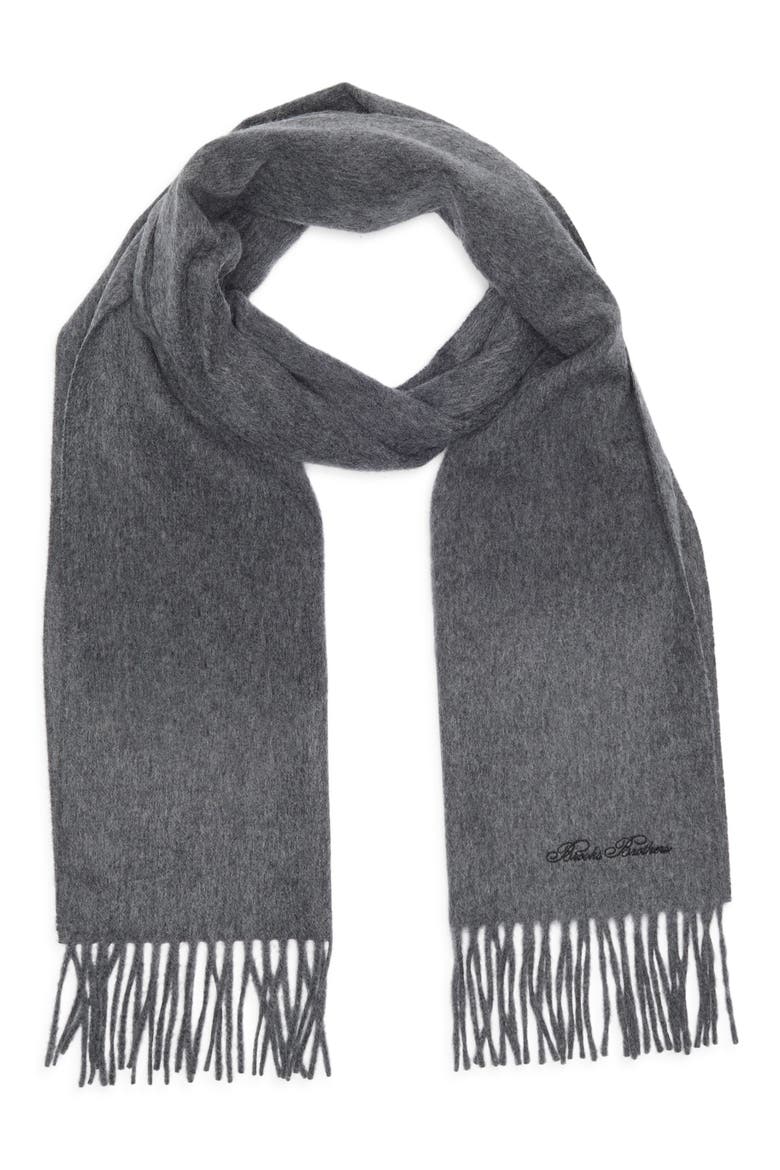 Wool & Cashmere Fringed Scarf, Main, color, CHARCOAL