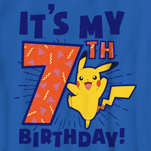 Pokémon Boy's Pokemon It's My 7th Birthday Pikachu Graphic T-shirt In Blue